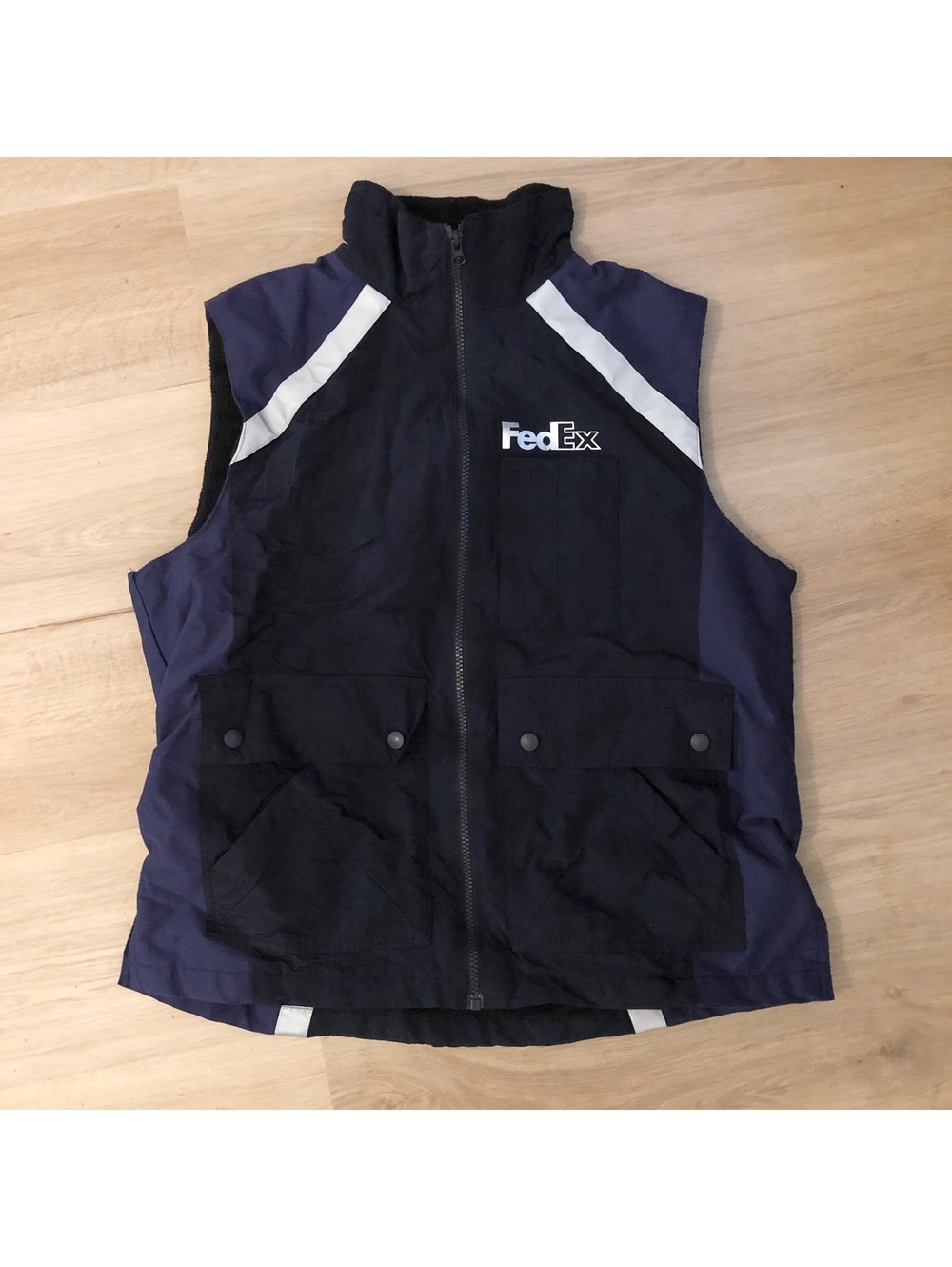 FEDEX REFLECTIVE EMPLOYEE VEST JACKET BLUE PURPLE MENS SIZE LARGE